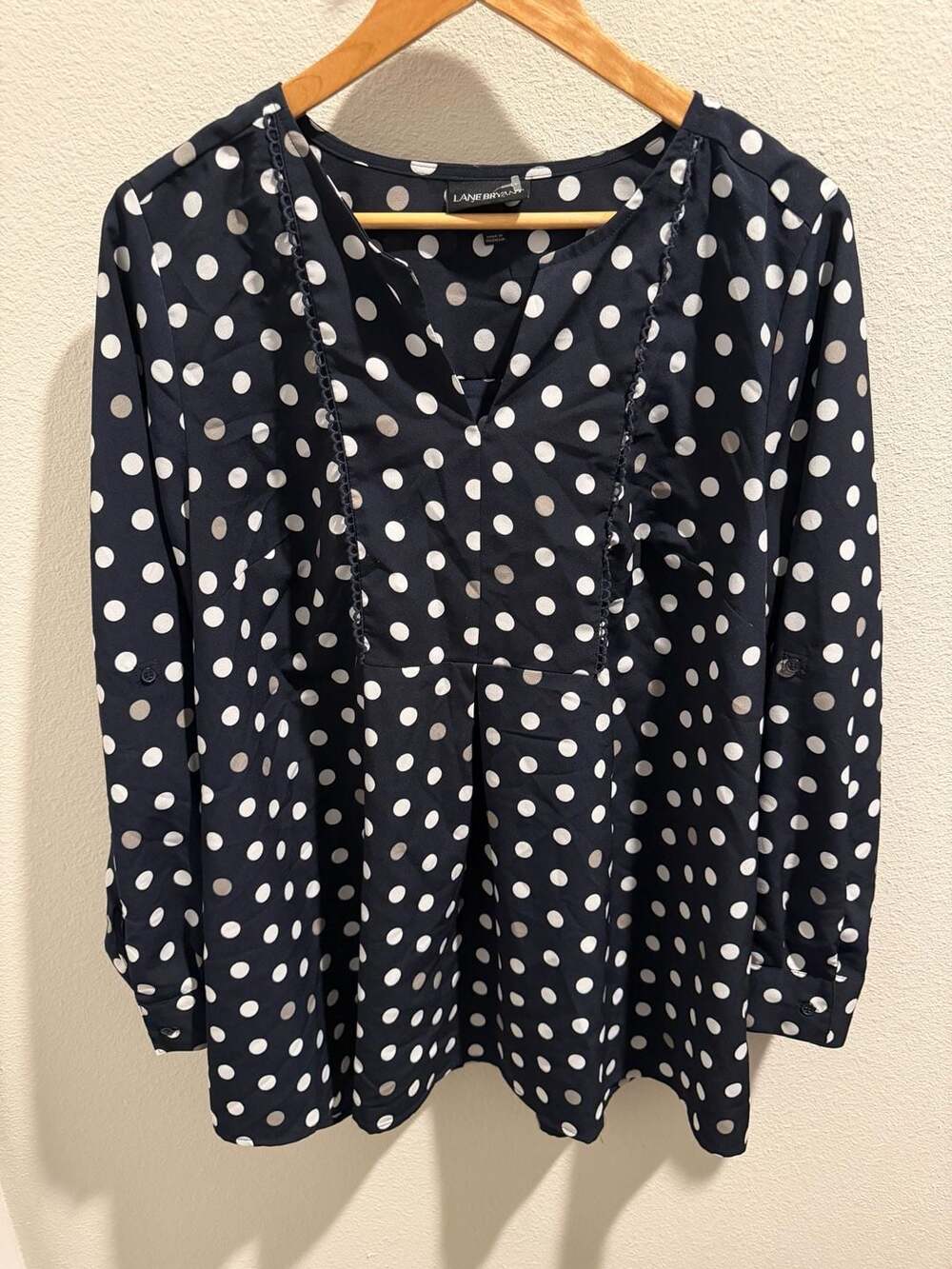 Lane Bryant Polka Dot Long Sleeve Blouse Size 14/16
